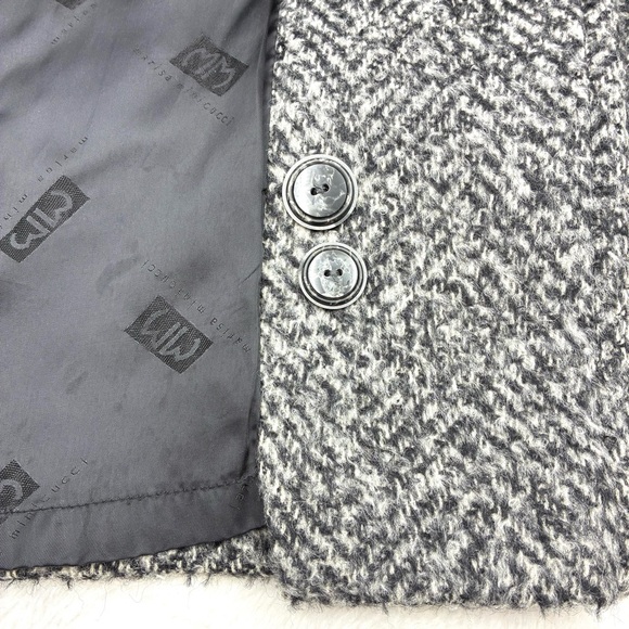 Italian Black and Gray Wool Women's Pea Coat, Size L - Picture 8 of 10